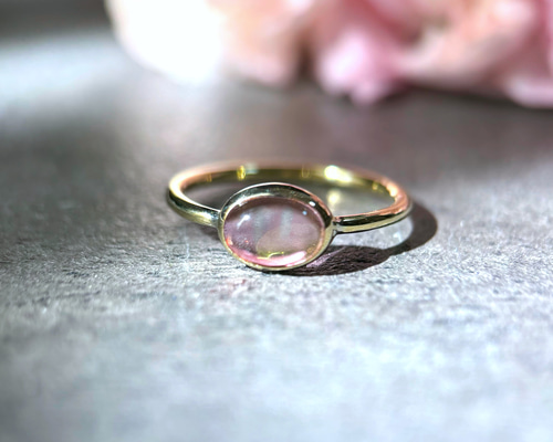 受注製作】シェリーピンクのピンクトパーズ リング（真鍮・silver950