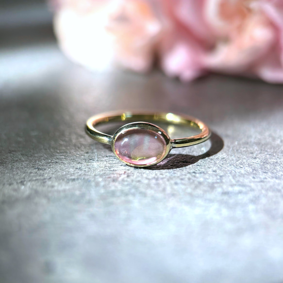 受注製作】シェリーピンクのピンクトパーズ リング（真鍮・silver950