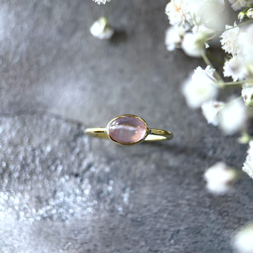 受注製作】シェリーピンクのピンクトパーズ リング（真鍮・silver950