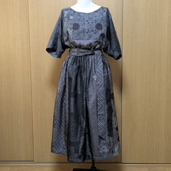 SOLD 着物リメイク ブラウス・ギャザースカート 大島紬 フリーサイズ