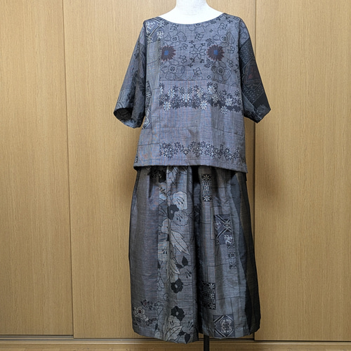 SOLD　着物リメイク　ブラウス　大島紬　フリーサイズ SOLD 着物リメイク ブラウス 大島紬 FREE SIZE ブラウス さらあお 通販