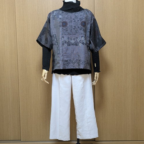 SOLD　着物リメイク　ブラウス　大島紬　フリーサイズ SOLD 着物リメイク ブラウス 大島紬 FREE SIZE ブラウス さらあお 通販