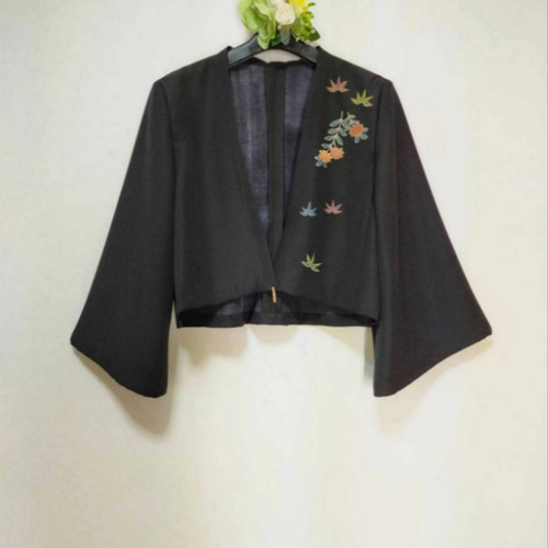 黒留袖アンサンブル*フレンチワンピース裏付き+ボレロ*リボン