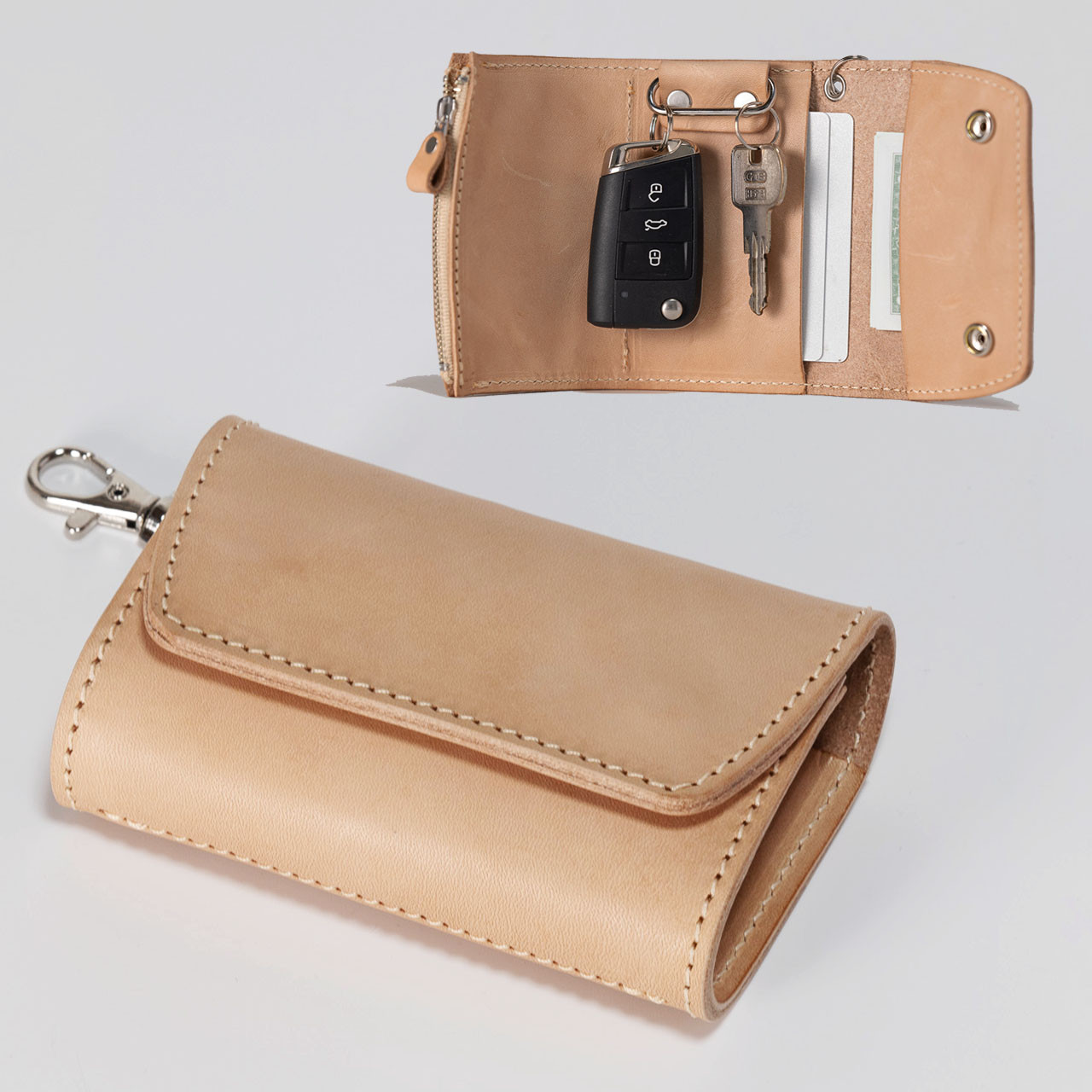 ウォレットキーケース スマートキー 牛革 レザー ヌメ革 本革 日々を刻む日記帳 nfl pst Creema店