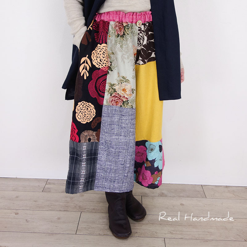 イタリーファンシーツイードピンクパッチワイドパンツ