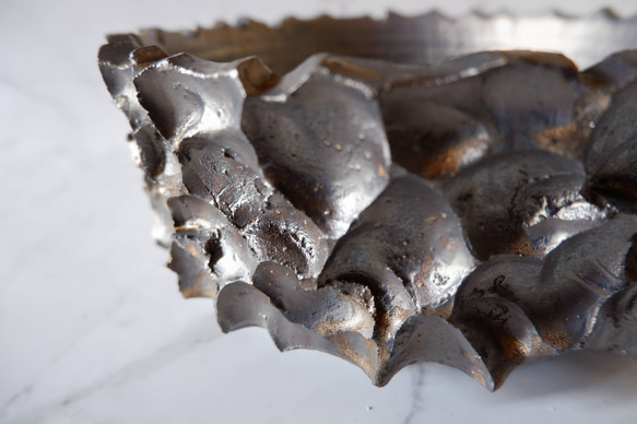 8号燻し金彩盆栽鉢930　塊根植物　多肉植物　盆栽　植木鉢　作家鉢　鉢皿　沖縄 2枚目の画像