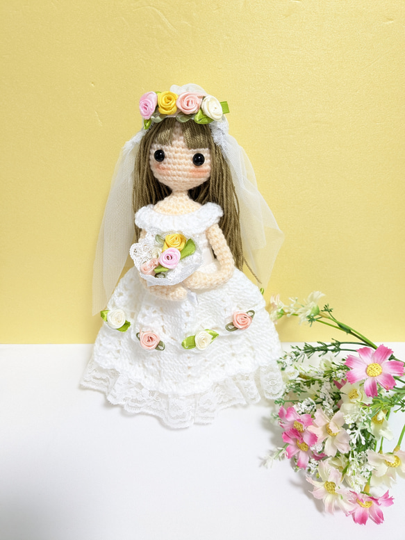 ✿夢のウエディングドレスの女の子 着せ替えあみぐるみ