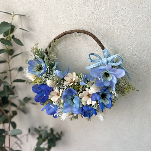 ネモフィラ畑の思い出 青のハーフリース アートフラワー 花と生活ivory