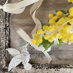 「ミモザとデイジーの壁掛け」母の日ﾌﾗﾜｰ2025・・・新年度、母の日フラワー、ブライダル 4枚目の画像