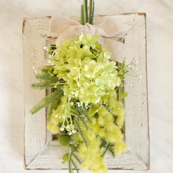 【アーティフィシャルフラワーのスワッグ】ミモザとビバーナムのスワッグ・・新年度、母の日フラワー、ブライダル 5枚目の画像