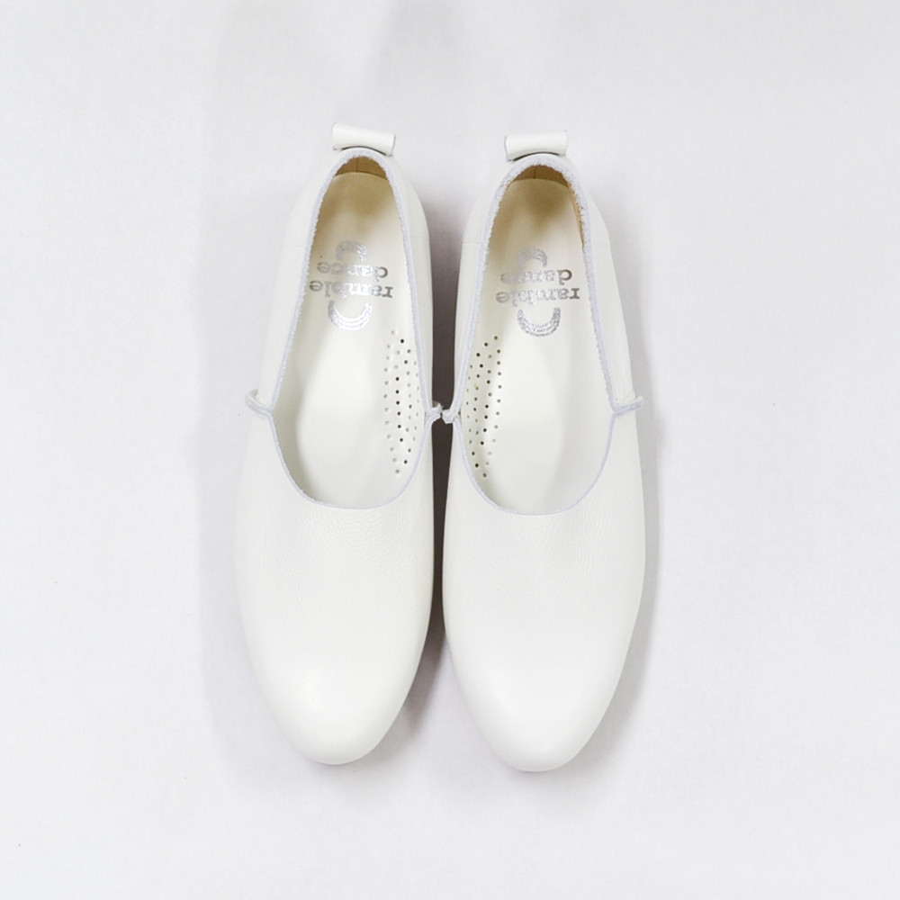 ｜春ファッション｜レザーフラットシューズ(White）