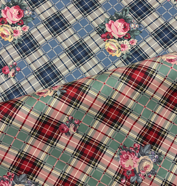 チェックにブーケ　yuwa  ２色あり 1枚目の画像
