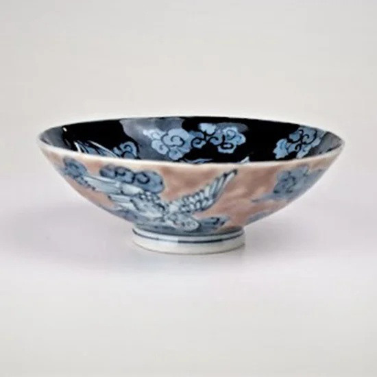 古赤絵 雲鶴文様 浅茶碗（紫）【陶祥窯・有田焼】