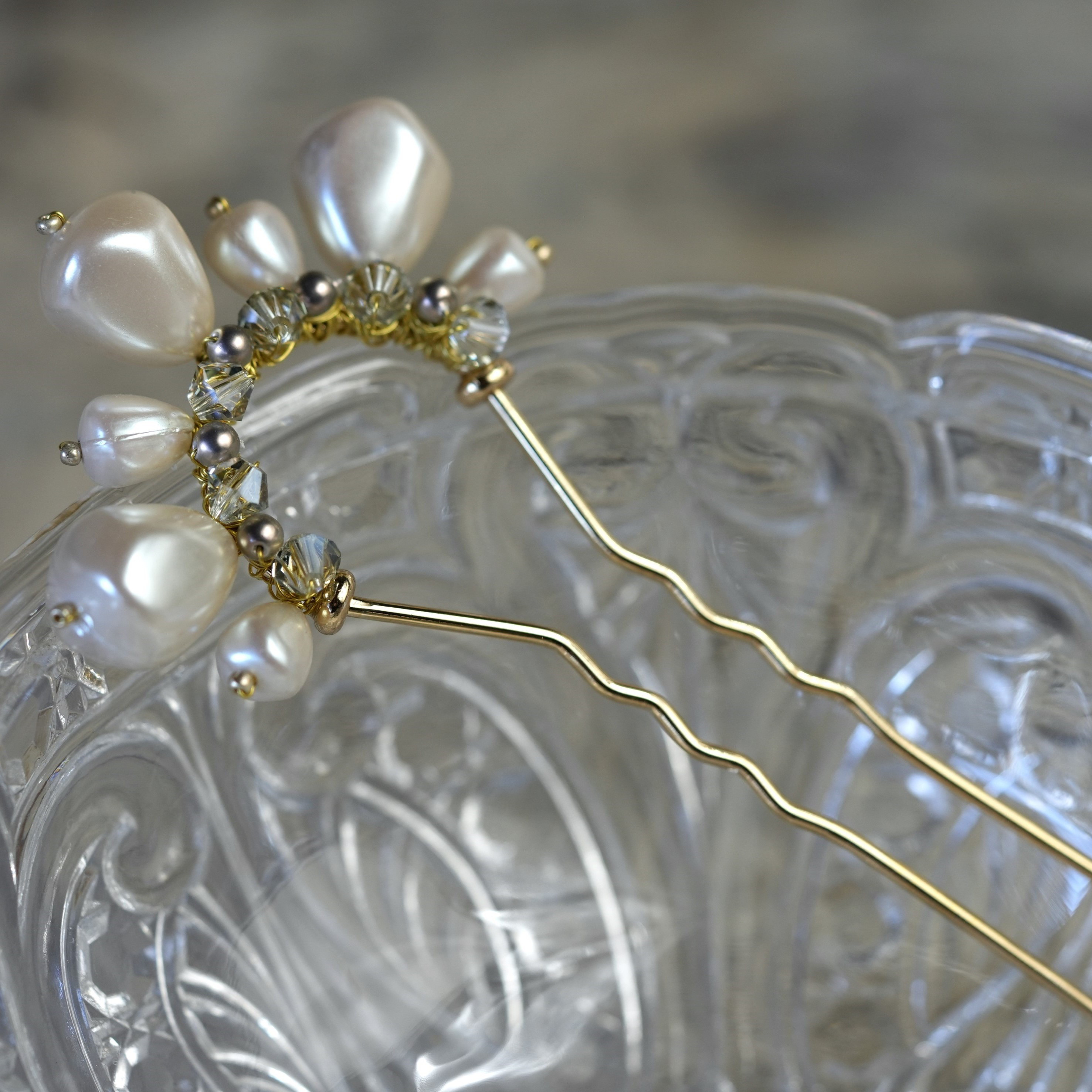 【七五三・結婚式参列・フォーマルヘアに＊＊】－Glowing Strides －(U簪)（gray blue）