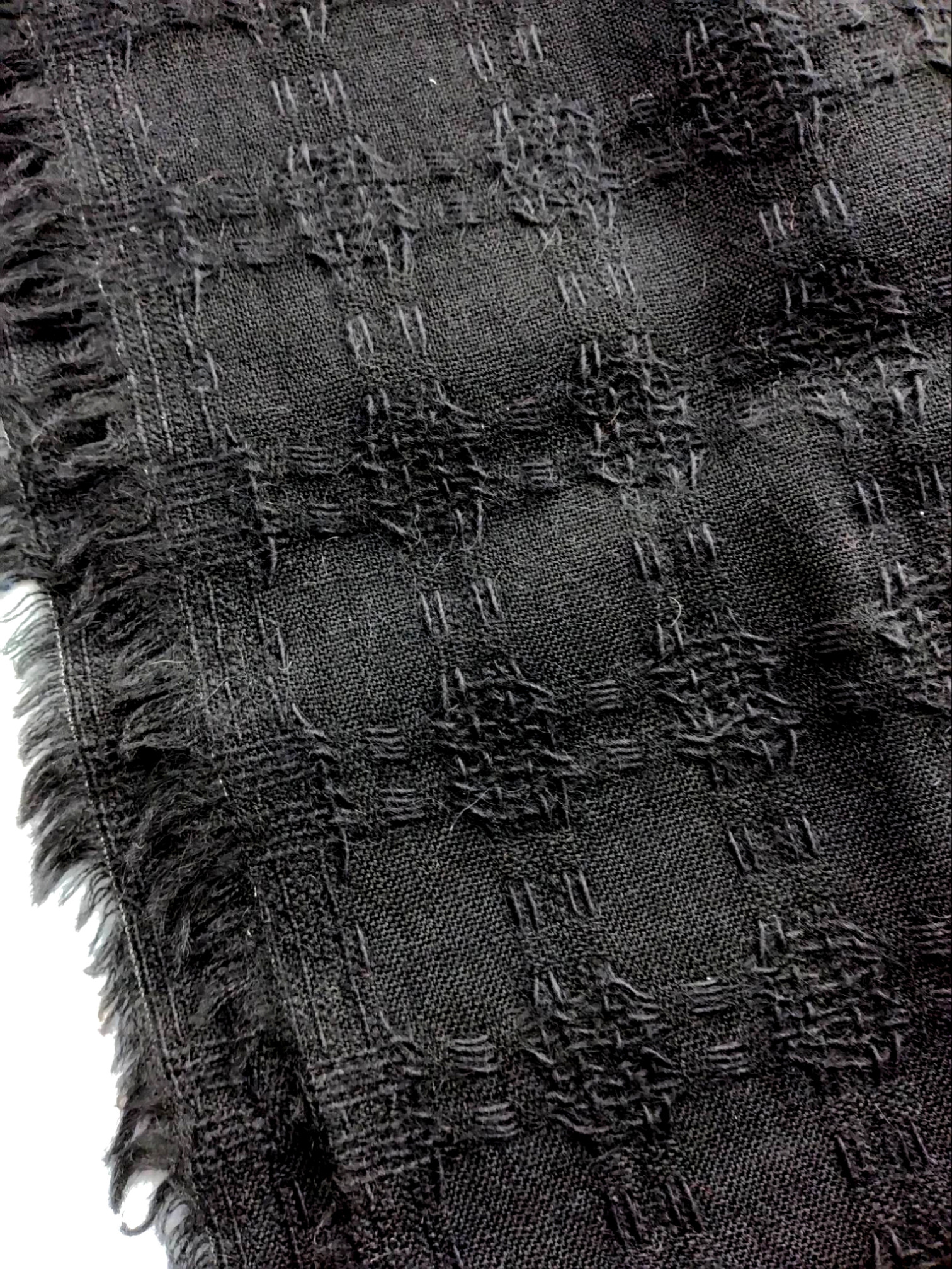 【LINTON】ツイードカットクロス 　ブラック＊ウール＊格子