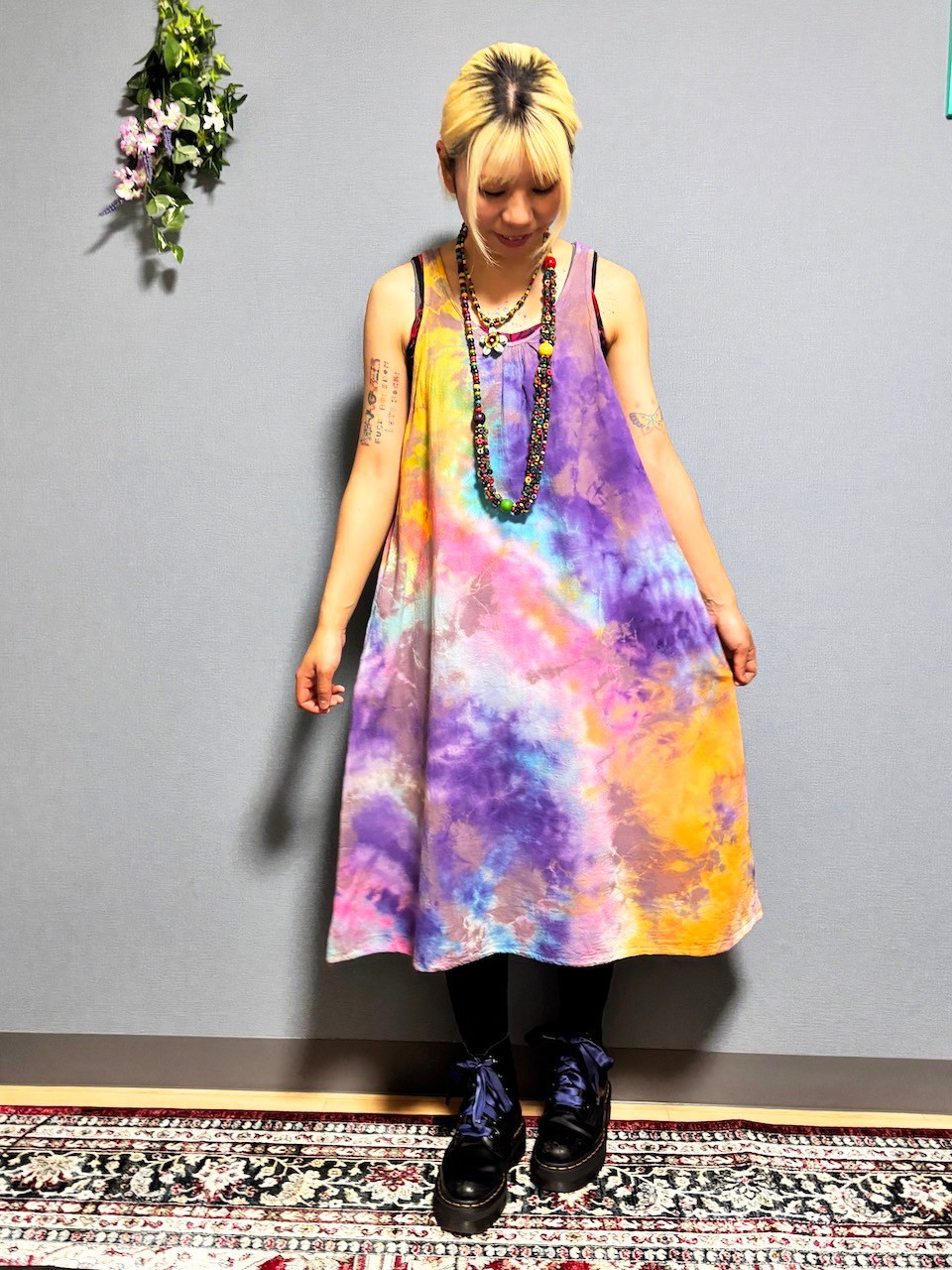 タイダイ ノースリーブワンピース カラフル HD23-42