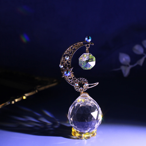 置き型✴︎省スペースに飾れる♪星読みの三日月サンキャッチャー［受注