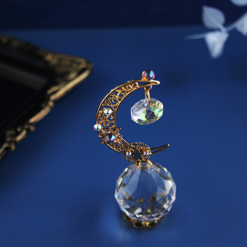 置き型✴︎省スペースに飾れる♪星読みの三日月サンキャッチャー［受注