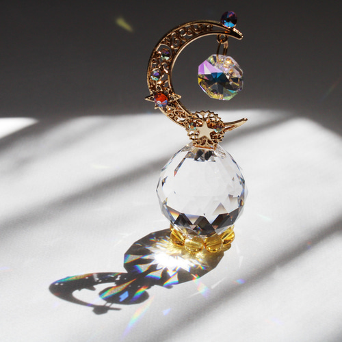 置き型✴︎省スペースに飾れる♪星読みの三日月サンキャッチャー［受注