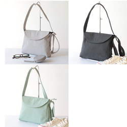 フラップポシェット＊余裕のサイズ感＊身軽なお出掛けに（アイスグレー） 15枚目の画像