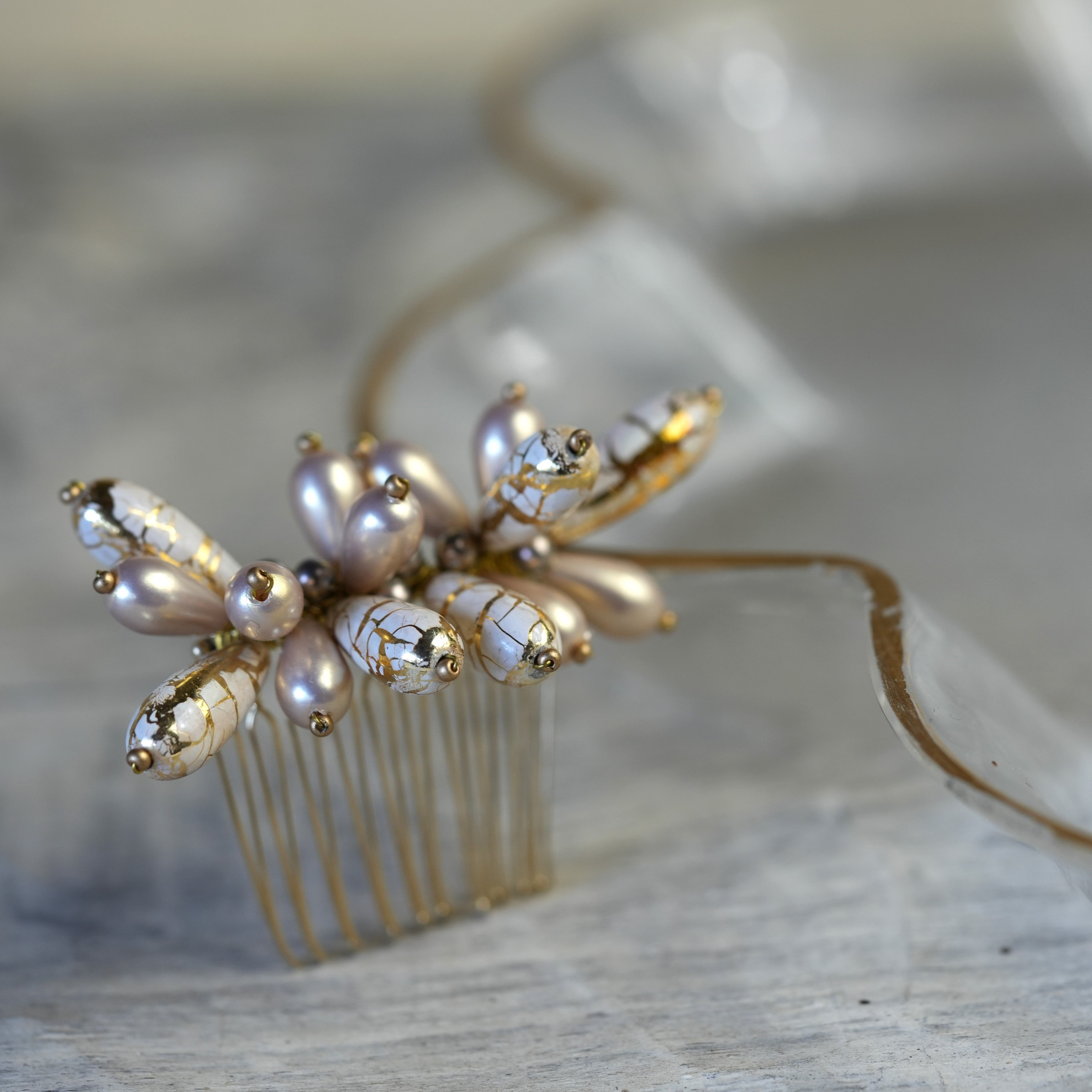 J・V pearl /  drop  flower【black】ーフォーマルヘア・着物ヘアのアレンジに＊