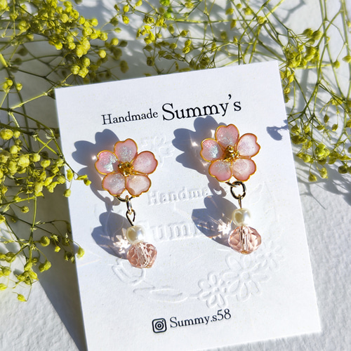 春の誕生花2025】さくらビジューピアス（イヤリングにも変更可能