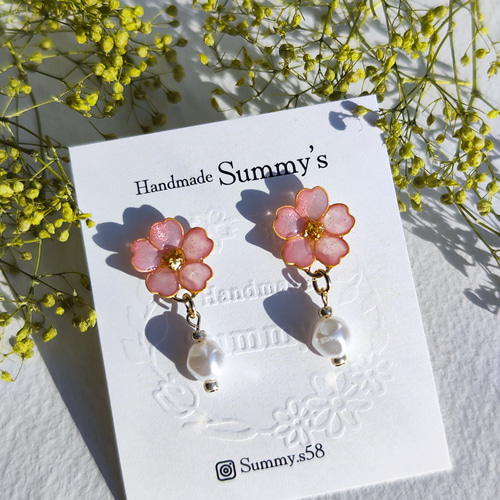 春の誕生花2025】さくらビジューピアス（イヤリングにも変更可能