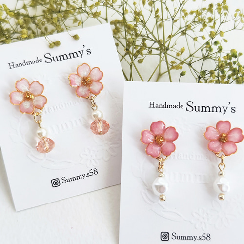 春の誕生花2025】さくらビジューピアス（イヤリングにも変更可能