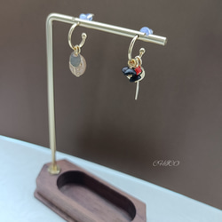 no.4289レッドコーラル×ヘマタイト║ピアス/イヤリング║ステンレスピアス