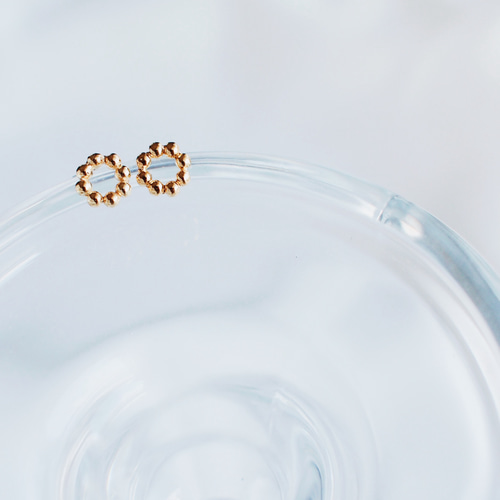 24KGP（SV925）】月スタッドピアス ボールチェーン 8mm silver925 gold