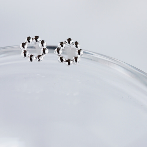 24KGP（SV925）】月スタッドピアス ボールチェーン 8mm silver925 gold