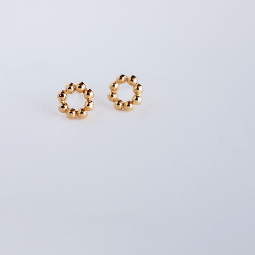 24KGP（SV925）】月スタッドピアス ボールチェーン 8mm silver925 gold