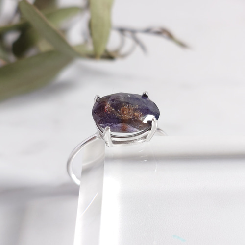 アイオライトサンストーン ラウンド 18kgp リング 3月誕生石 再販x2 アイオライトサンストーン 7号〜フリーサイズリング