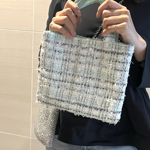 リントンツイード Sサイズマチなし ミニトートバッグ パステルミント