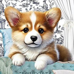 ストック生地　コーギー　コーギー雑貨　パネル生地 オリジナル 生地 ブロックデザイン パネル生地 犬 犬柄 コーギー