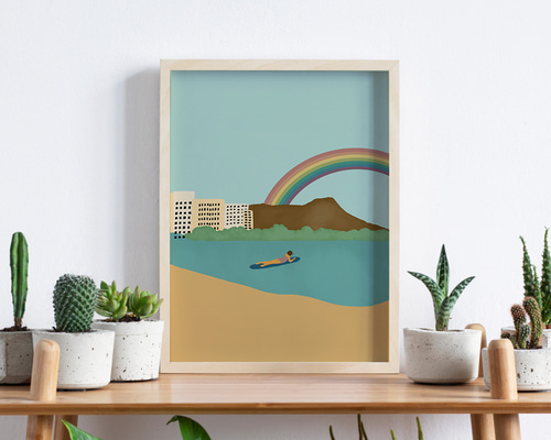 RAINBOW WAIKIKI ワイキキ 虹 レインボー 海 ビーチ サーフ ハワイ