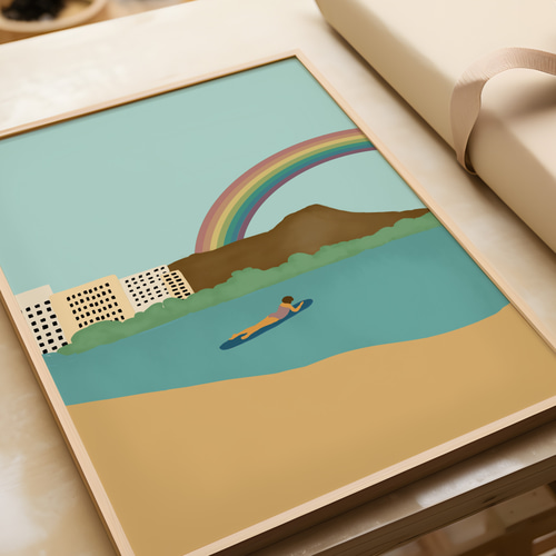 RAINBOW WAIKIKI ワイキキ 虹 レインボー 海 ビーチ サーフ ハワイ