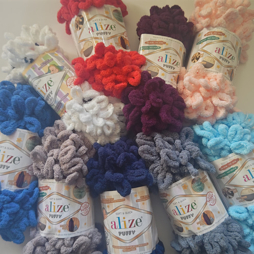 売り尽くしSALE】alize PUFFY グレー 毛糸 ソフトヤーン 編み物 かぎ針