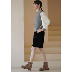 パフスリーブTシャツ　テンセル混紡丸襟Tシャツ　ホワイト　S-XL#692 15枚目の画像