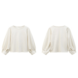 パフスリーブTシャツ　テンセル混紡丸襟Tシャツ　ホワイト　S-XL#692 19枚目の画像