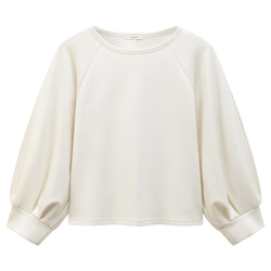 パフスリーブTシャツ　テンセル混紡丸襟Tシャツ　ホワイト　S-XL#692 20枚目の画像