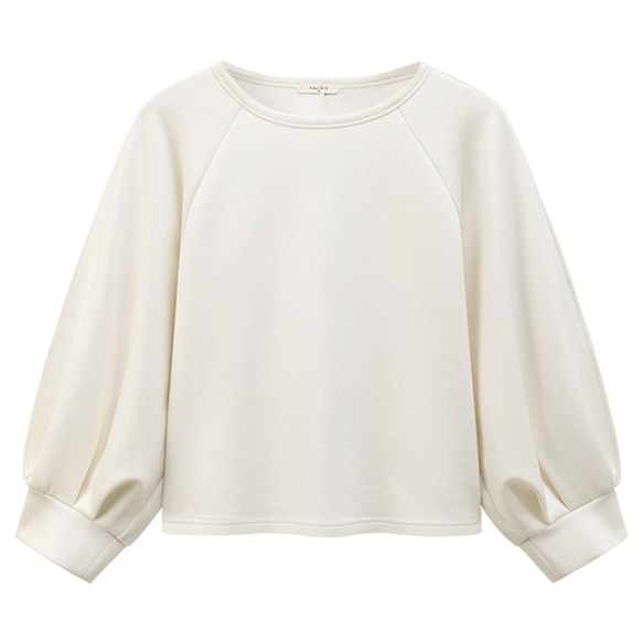 パフスリーブTシャツ　テンセル混紡丸襟Tシャツ　ホワイト　S-XL#692 20枚目の画像