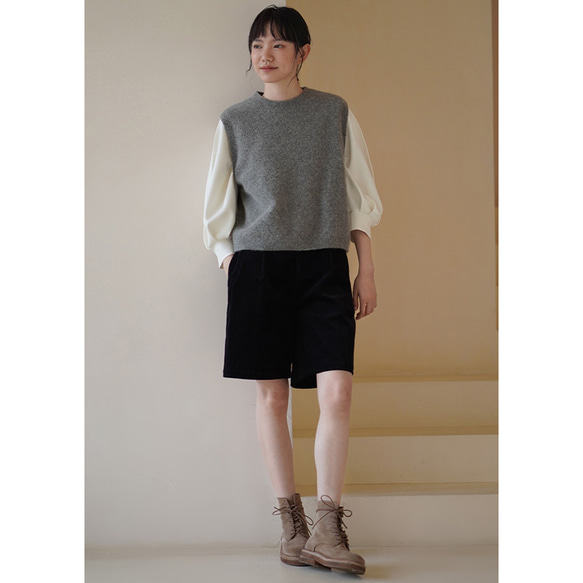 パフスリーブTシャツ　テンセル混紡丸襟Tシャツ　ホワイト　S-XL#692 13枚目の画像