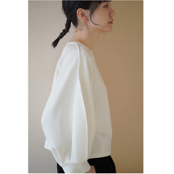 パフスリーブTシャツ　テンセル混紡丸襟Tシャツ　ホワイト　S-XL#692 14枚目の画像