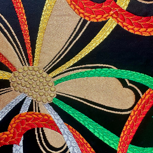 帯のファブリックパネル 晴れやかな漆黒（4枚セット） 着物 リメイク