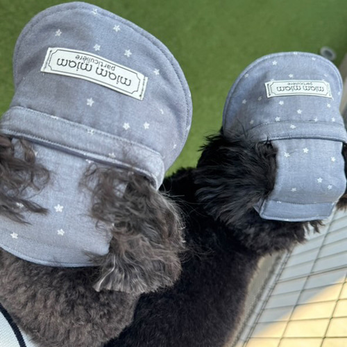 匿名希望　オーダー犬用帽子 犬用帽子 オーダーメイド 星柄ネイビー 犬用サンバイザー 犬用