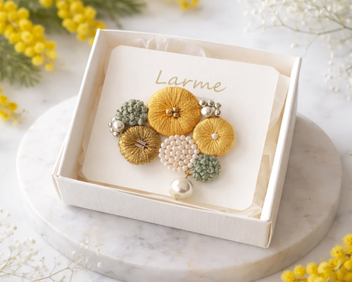 特集掲載】Happy!! ミモザ♡贈りものにぴったり♡marumaru 刺繍