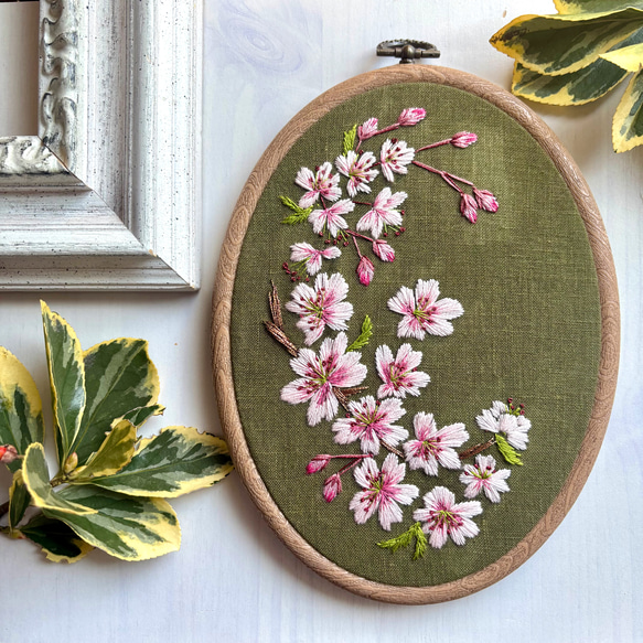 高級　　刺繍絵　　タペストリー 受注製作 桜 2025 手刺繍タペストリー タペストリー・壁掛け L