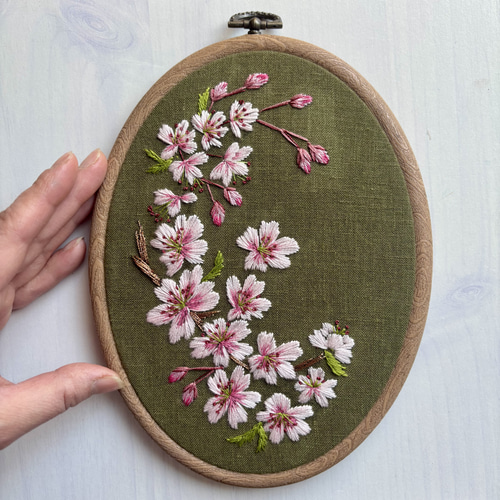 受注製作 桜 2025 手刺繍タペストリー タペストリー・壁掛け L