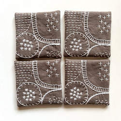 再販⭐︎ブラウン×白⭐︎北欧風刺繍コースター⭐︎刺し子 4枚目の画像